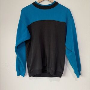 Hanes Crewneck Sweater Black and Blue Color Block